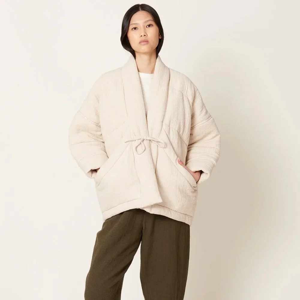 SOLD: 7115 by Szeki Sumo Gauze Puffer in Oatmeal sz S - Picture 1 of 7